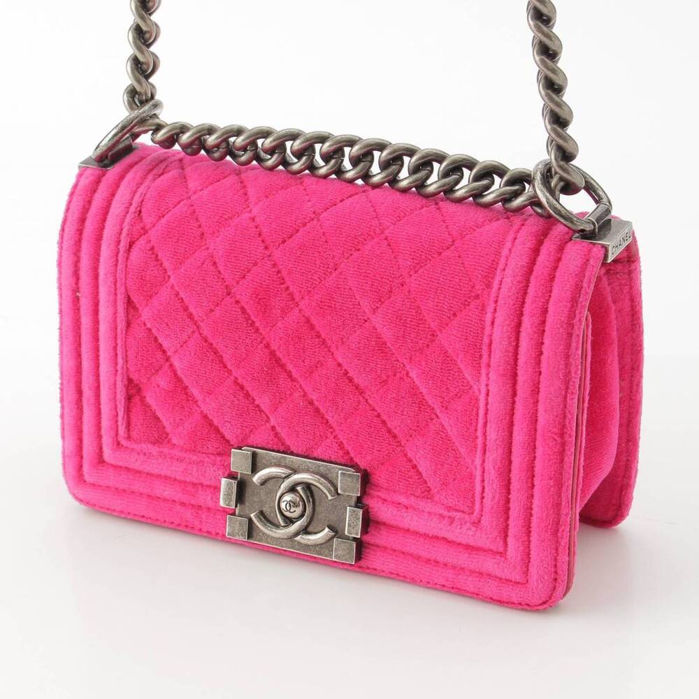 Chanel Bag Shoulder Chain Boy Pink Velvet